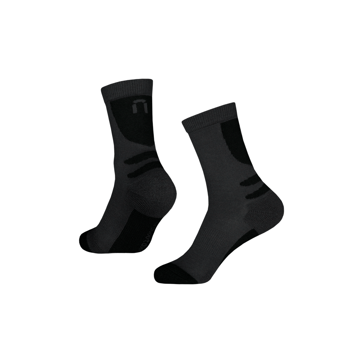 North Outdoor Intense pro merinosukat BASIC värissä graniitinharmaa ja musta, mulesing-vapaa merinovilla. Suunniteltu Suomessa. -