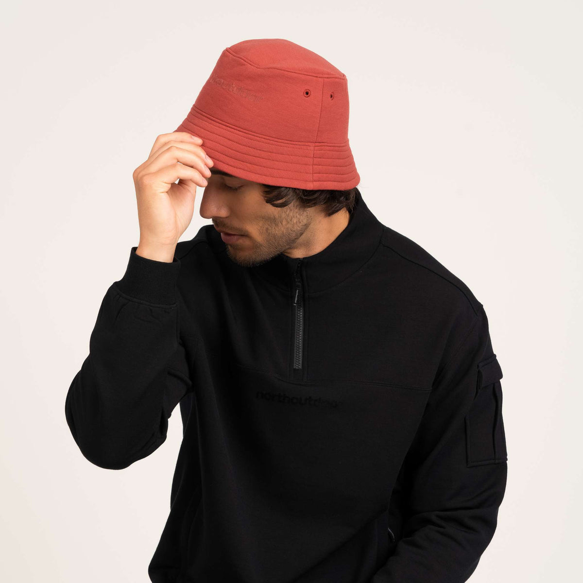 North Outdoor Cappello da pescatore in merino All day 250 nel colore Cali terracotta, senza mulesing Lana merino. Progettato in Finlandia. -