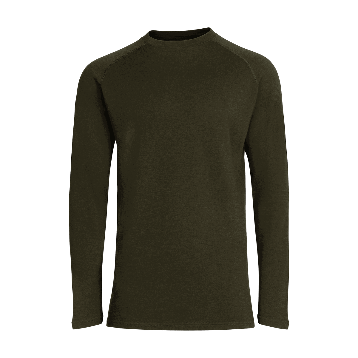 North Outdoor Sensitive 225 merino-underställströja för herr i mörk oliv, mulesing-fri merinoull. Designad i Finland. - 