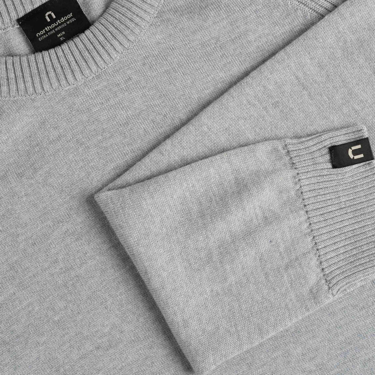 North Outdoor Maglione in maglia di merino Hohka da uomo nel colore grigio chiaro, mulesing-free Lana merino. Prodotto in Finlandia. - 
