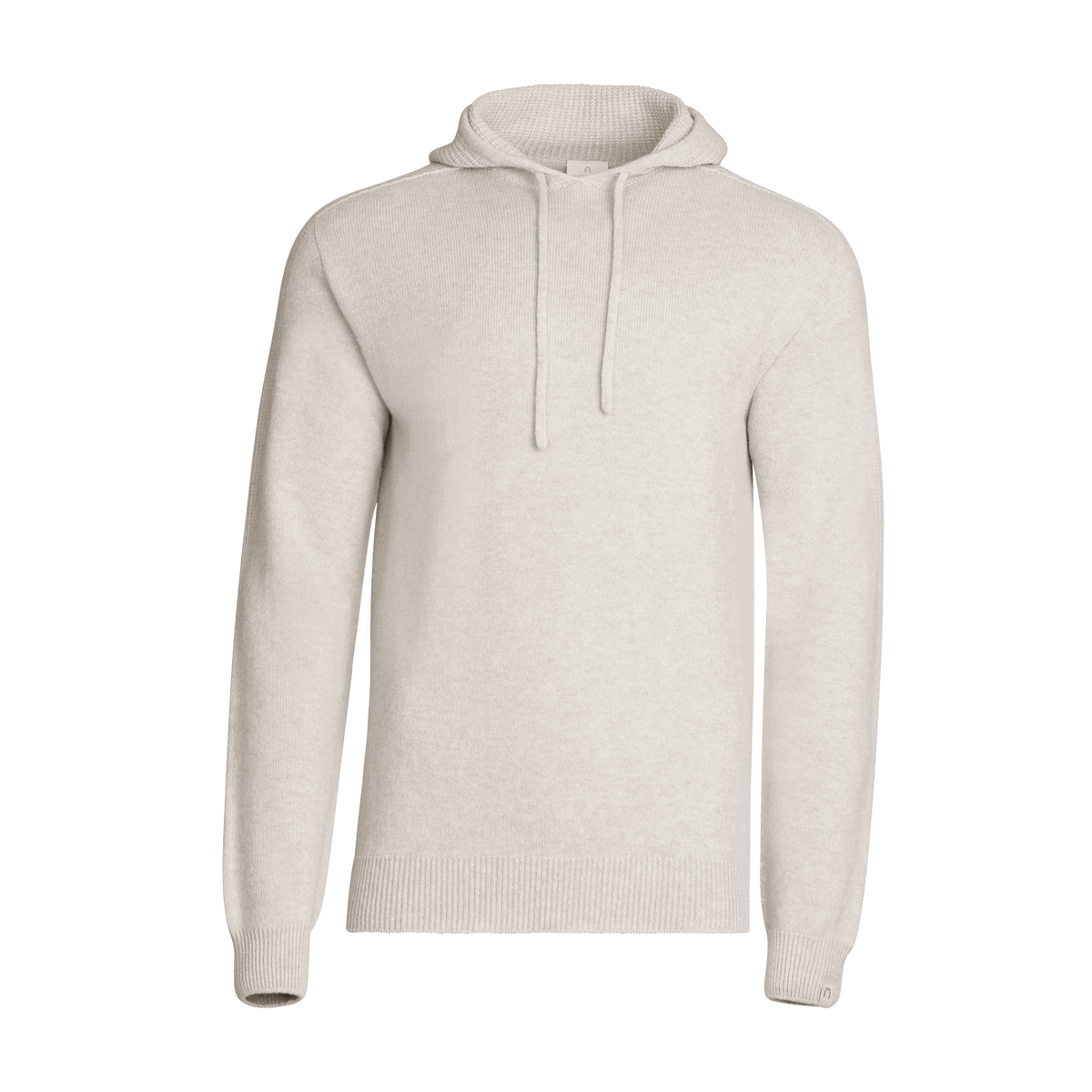 North Outdoor Koski merino stickad huvtröja för herr i gröt-grå mulesing-fri merinoull. Tillverkad i Finland. - 