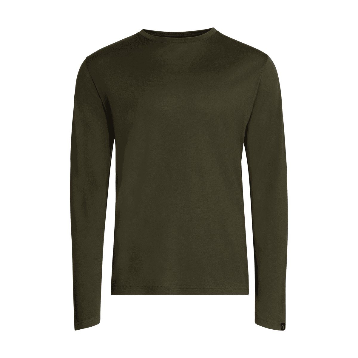 North Outdoor Joe men's long-sleeve merino t-shirt in dark olive, mulesing-free merino wool. Designed in Finland. - 