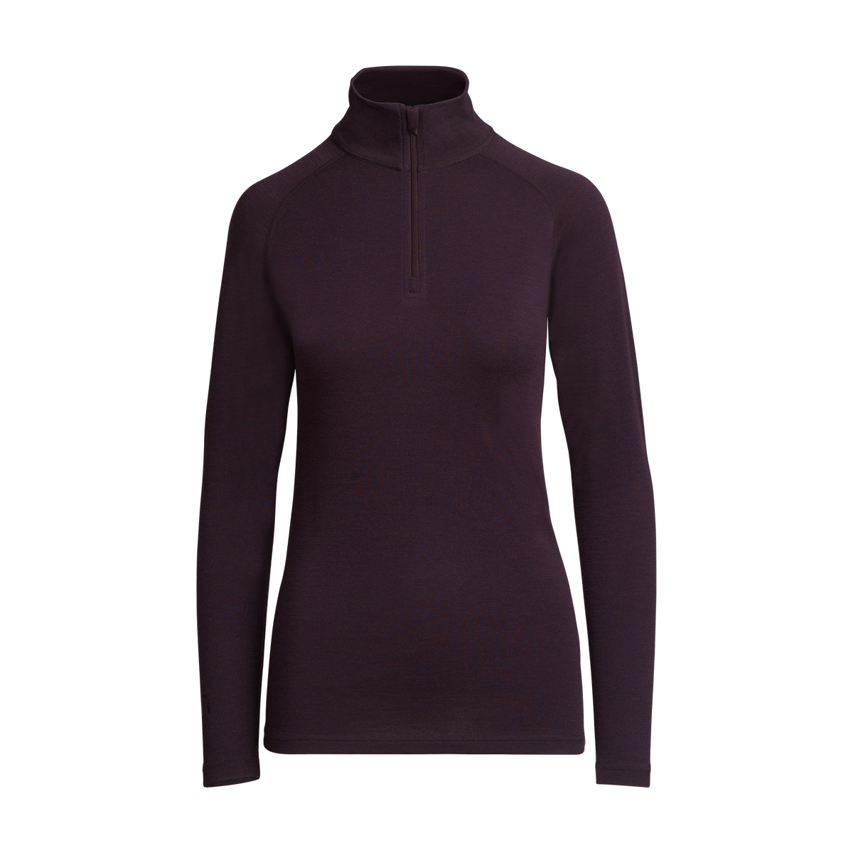North Outdoor Sensitive 225 Damen-Merino-Baselayer-Zip-Polo in Aubergine mulesingfreie Merinowolle. Entworfen in Finnland. Ideal für technisches Lagensystem. - 