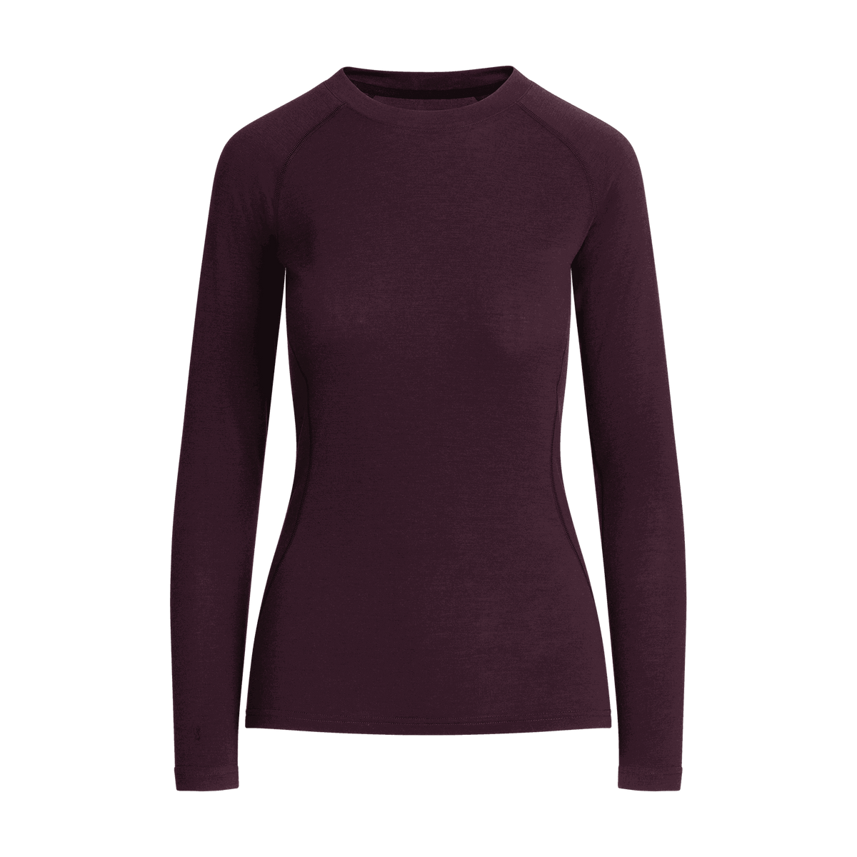 North Outdoor Motion 150 women's merino base layer shirt in aubergine, mulesing-free merino wool. Designed in Finland. - 