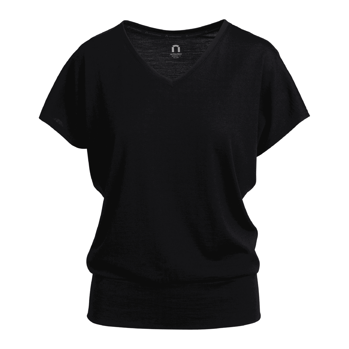 North Outdoor Eva merino t-shirt W in color Black, mulesing-free merino wool. Designed in Finland. - 