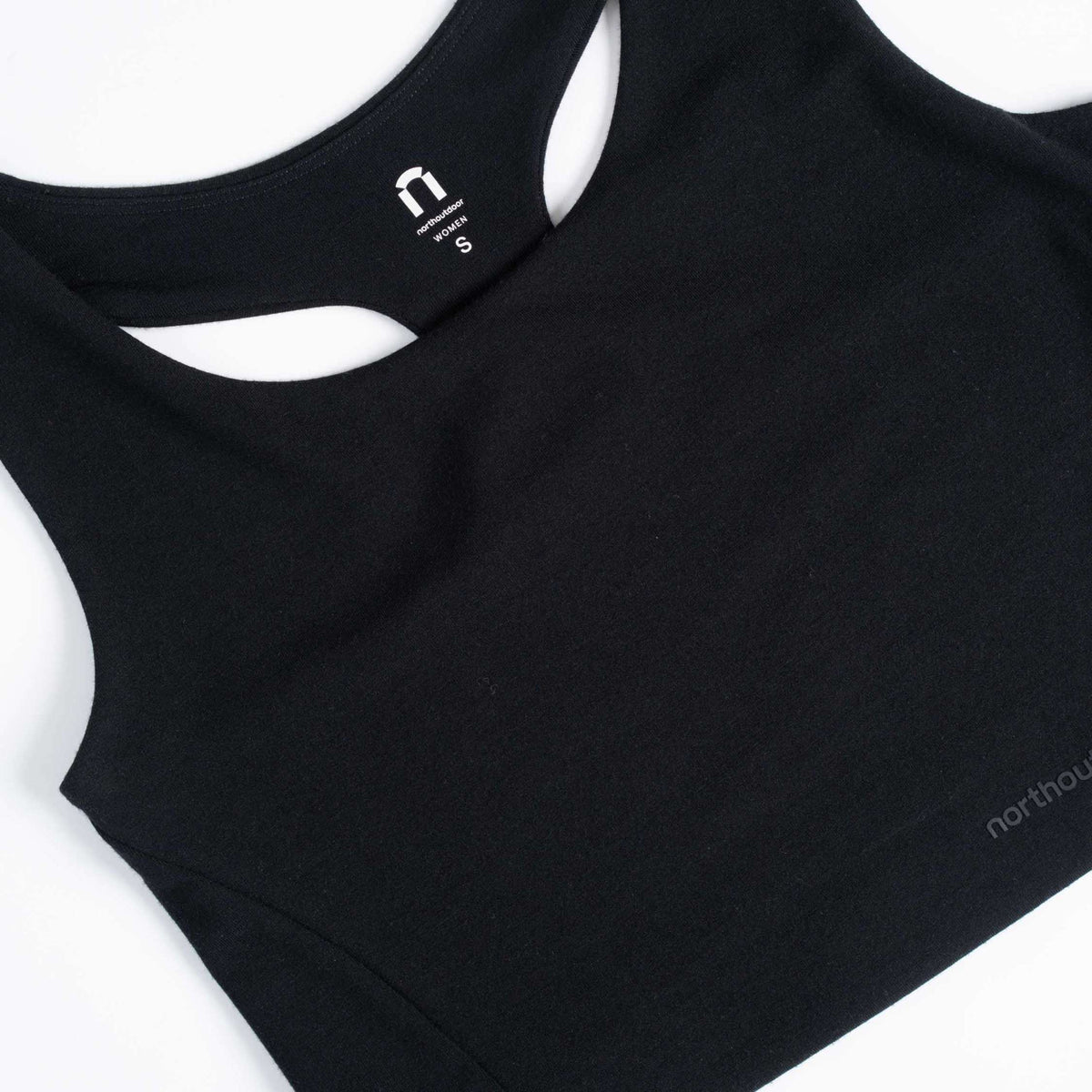 North Outdoor Lena merino bra top W värissä musta, mulesing-vapaa merinovilla. Suunniteltu Suomessa. - 