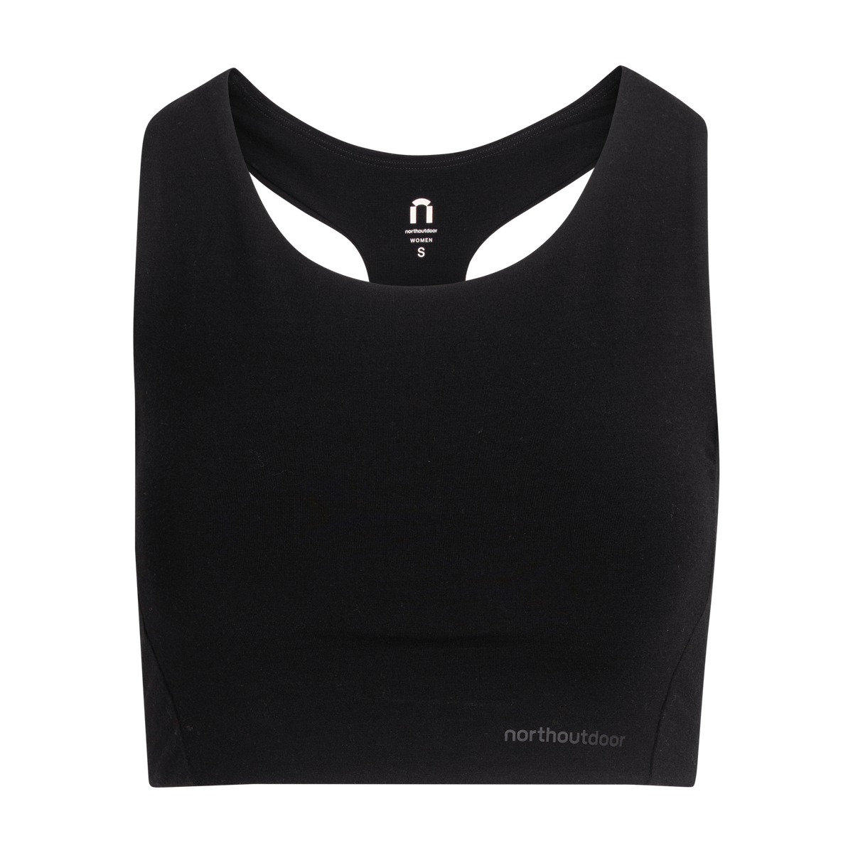 North Outdoor Lena merino bra top W värissä musta, mulesing-vapaa merinovilla. Suunniteltu Suomessa. - 