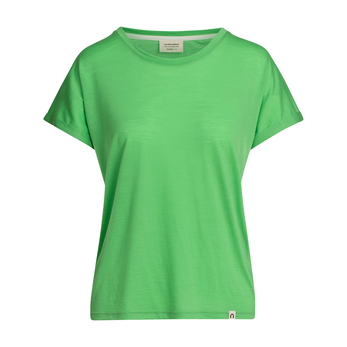 North Outdoor Edit merino-t-shirt för dam i gräsgrön mulesing-fri merinoull. Designad i Finland. - 