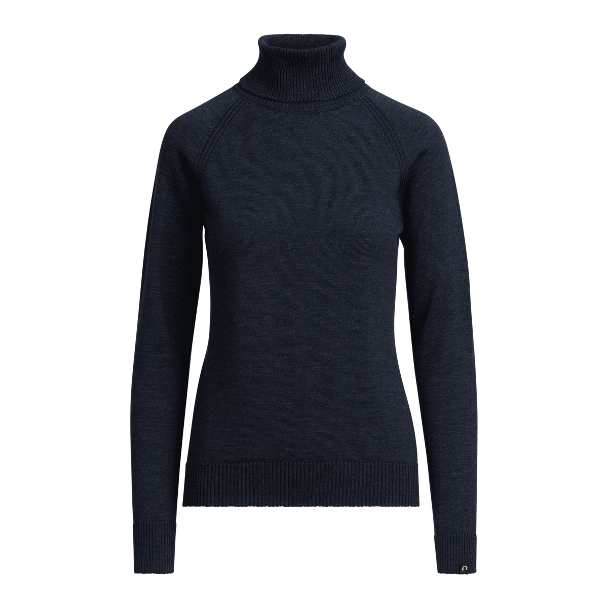 North Outdoor Halla merino stickad tröja för dam i indigo mulesing-fri merinoull. Tillverkad i Finland. - 