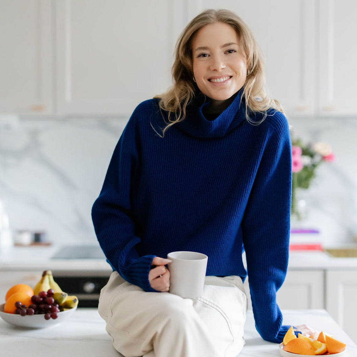 North Outdoor Kieppi femme pull en laine mérinos de couleur bleu profond, sans mulesing Laine mérinos. Fabriqué en Finlande. - 
