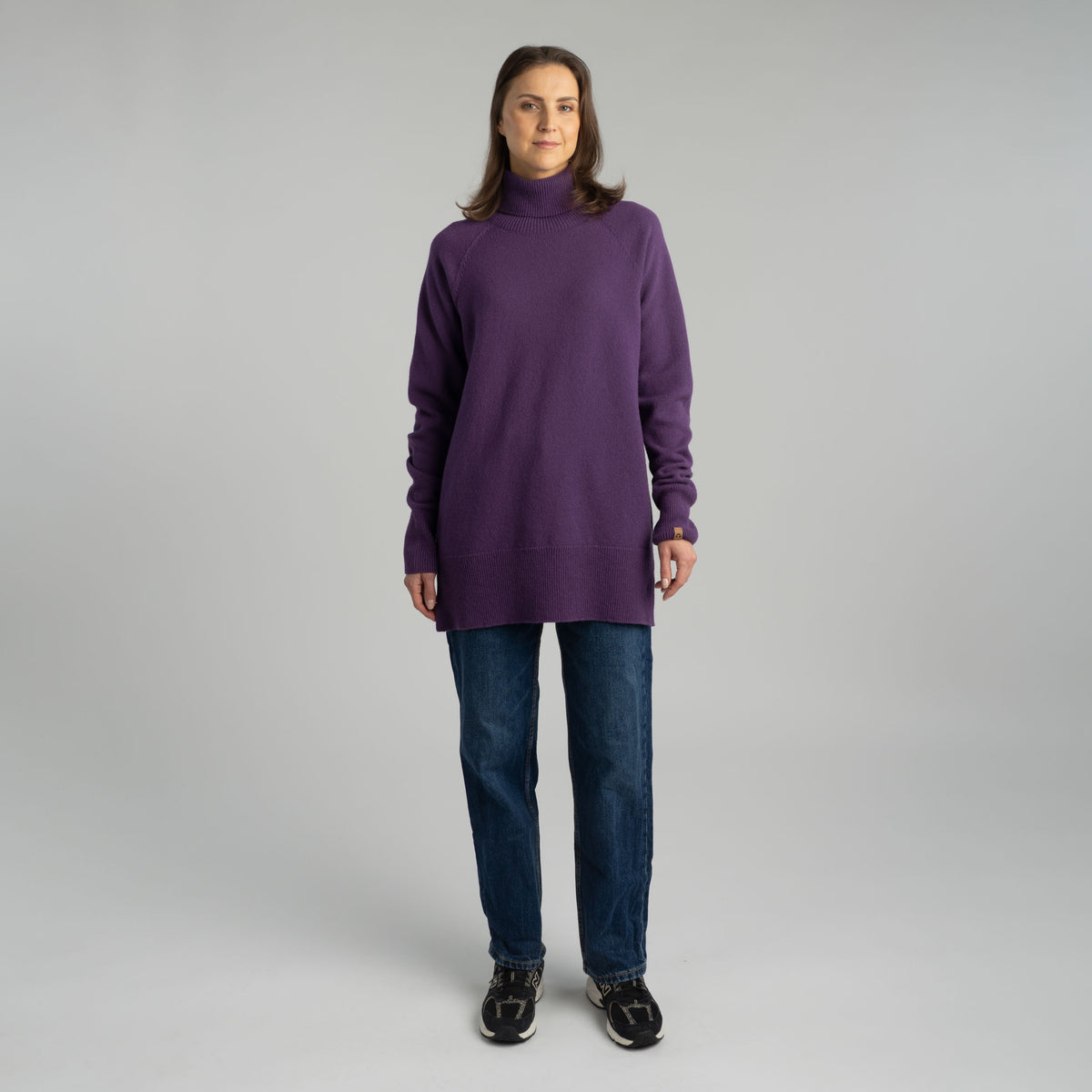 North Outdoor Maglione in maglia di merino Tunturi da donna nel colore lilla tenue, mulesing-free Lana merino. Realizzato in Finlandia. - Il modello è alto 175 cm e indossa la taglia M