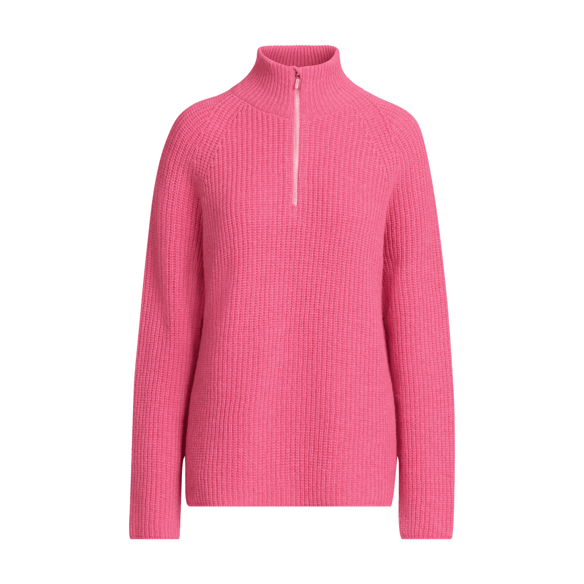 North Outdoor Magnolia Half Zip Merinoneule W värissä pioninpunainen, mulesing-vapaa merinovilla. Valmistettu Suomessa. - 