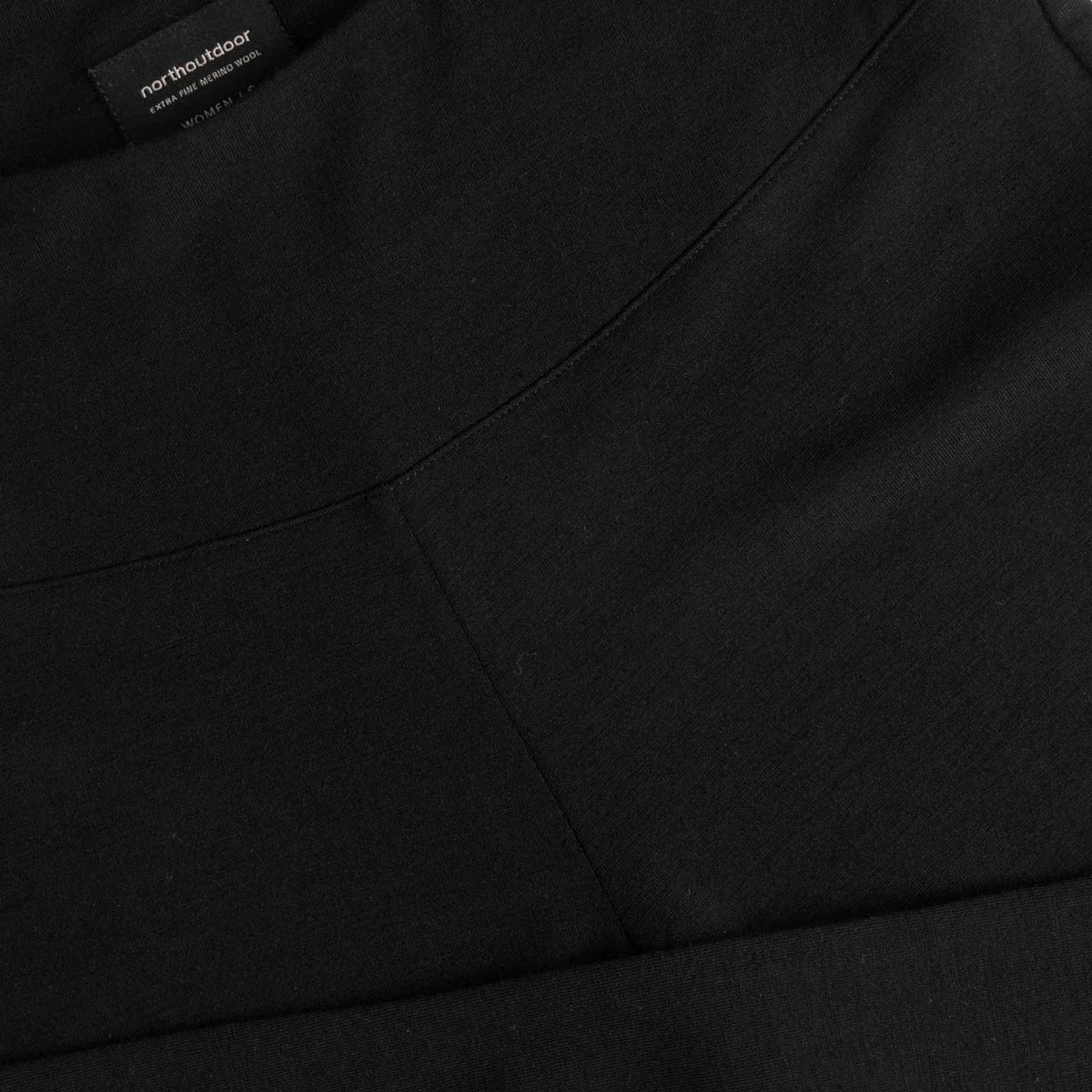 North Outdoor Aya women's flared merino leggings in black, mulesing-free merino wool. Designed in Finland. - 